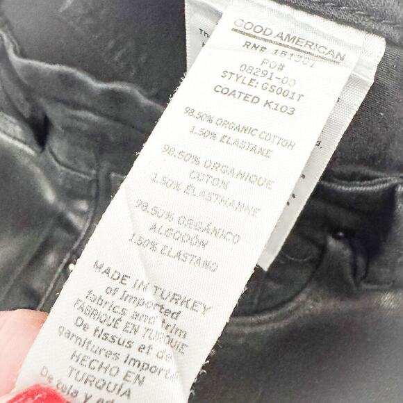 Good American Straight Leg Denim Jeans Black Coated K103 GS001T Size 14/32 - Picture 8 of 10